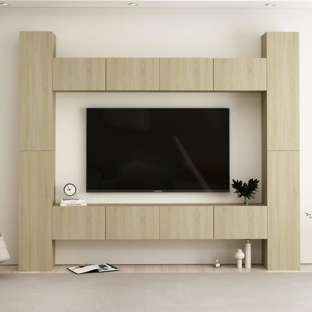 8Dílný Set Tv Skříněk Bílý Kompozitní Dřevo