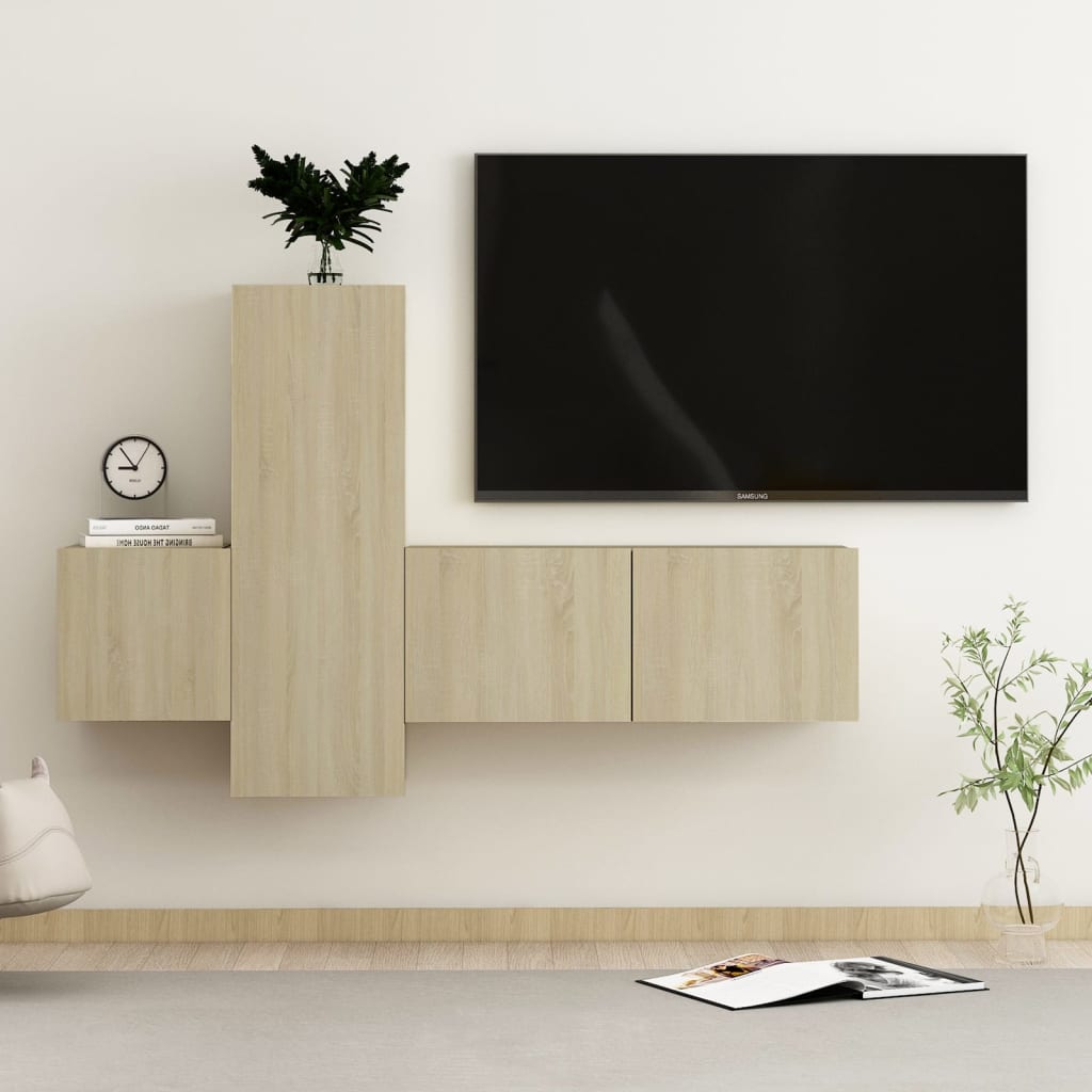 3Dílný Set Tv Skříněk Betonově Šedý Kompozitní Dřevo