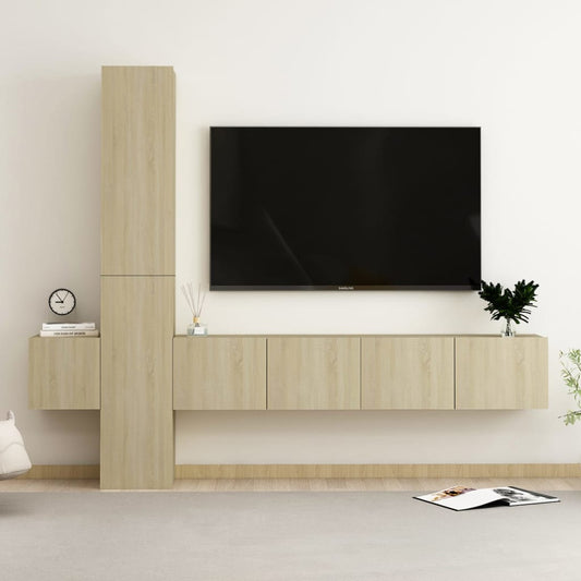 5Dílný Set Tv Skříněk Dub Sonoma Kompozitní Dřevo