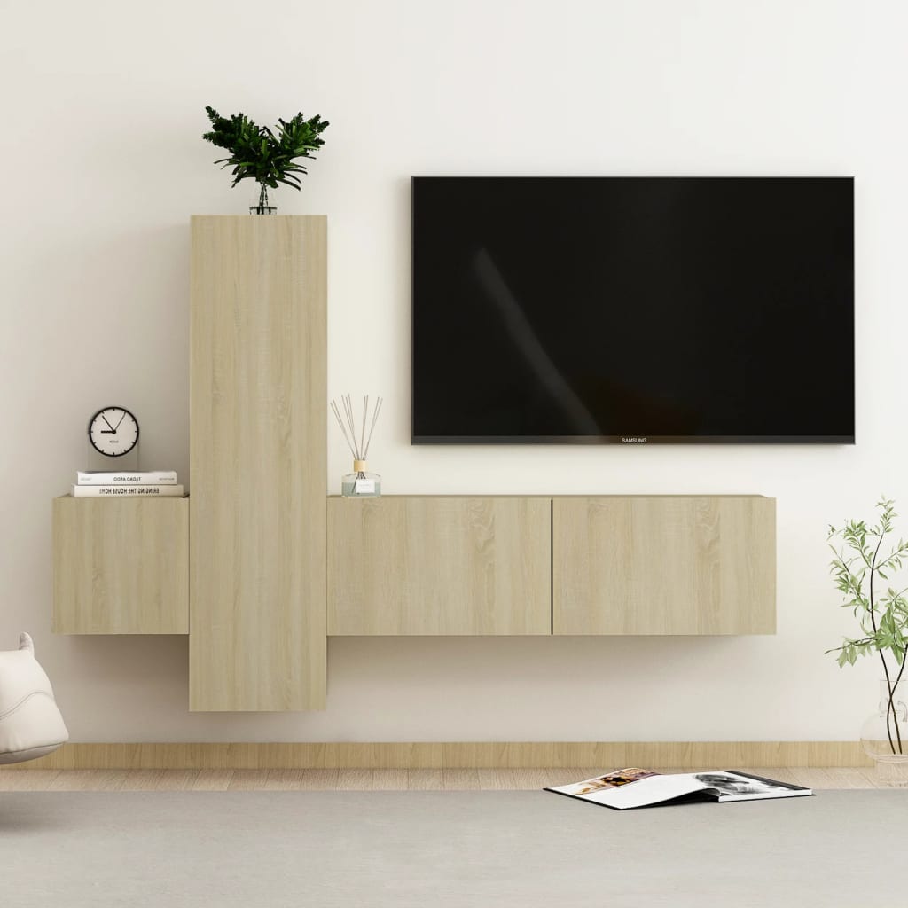 3Dílný Set Tv Skříněk Betonově Šedý Kompozitní Dřevo