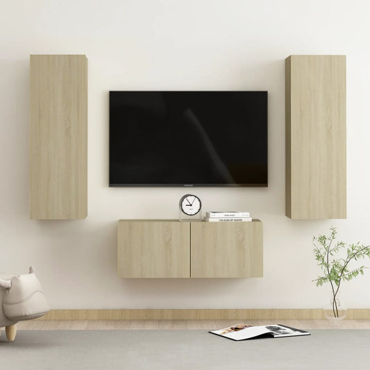 3Dílný Set Tv Skříněk Dub Sonoma Kompozitní Dřevo