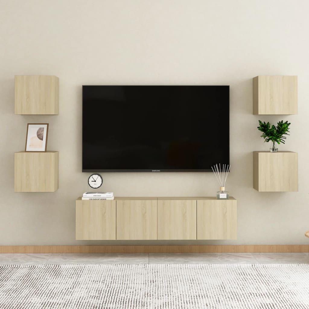 6Dílný Set Tv Skříněk Betonově Šedý Kompozitní Dřevo