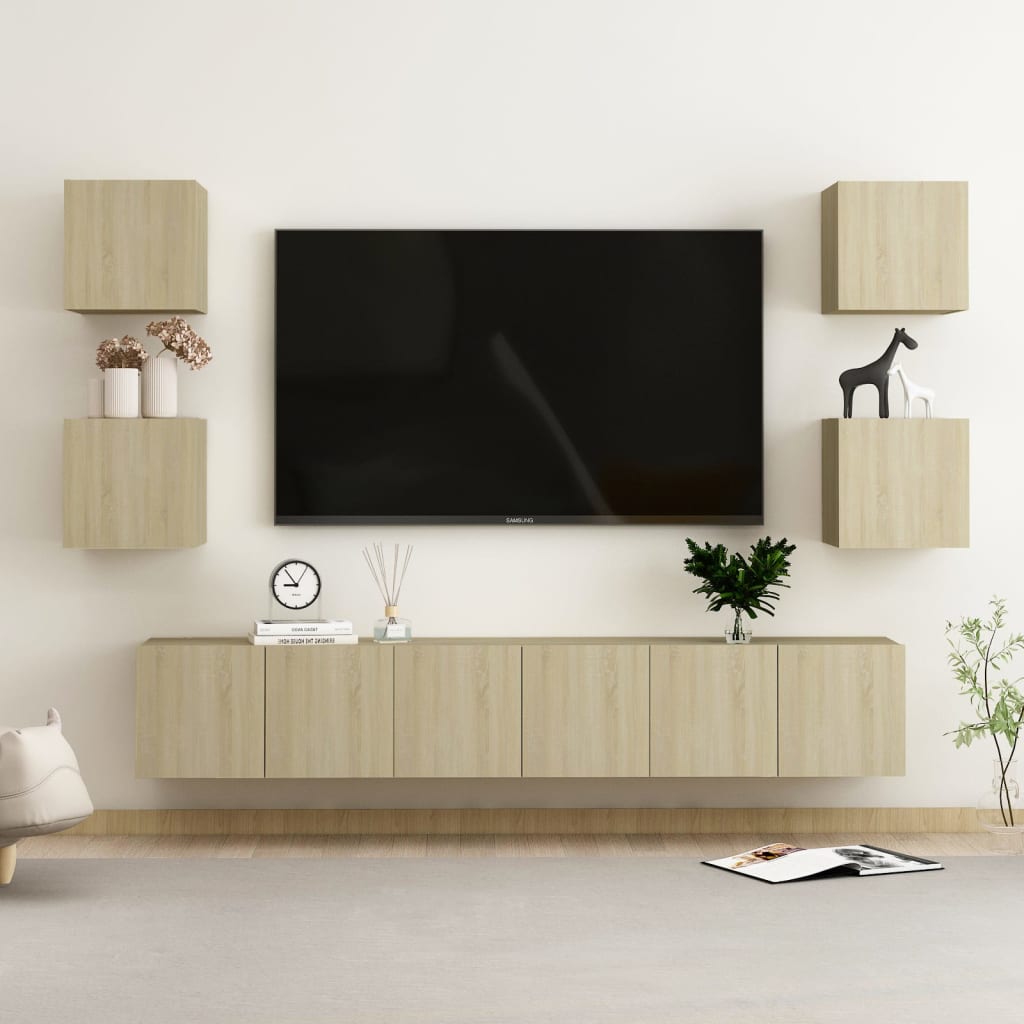 6Dílný Set Tv Skříněk Betonově Šedý Kompozitní Dřevo