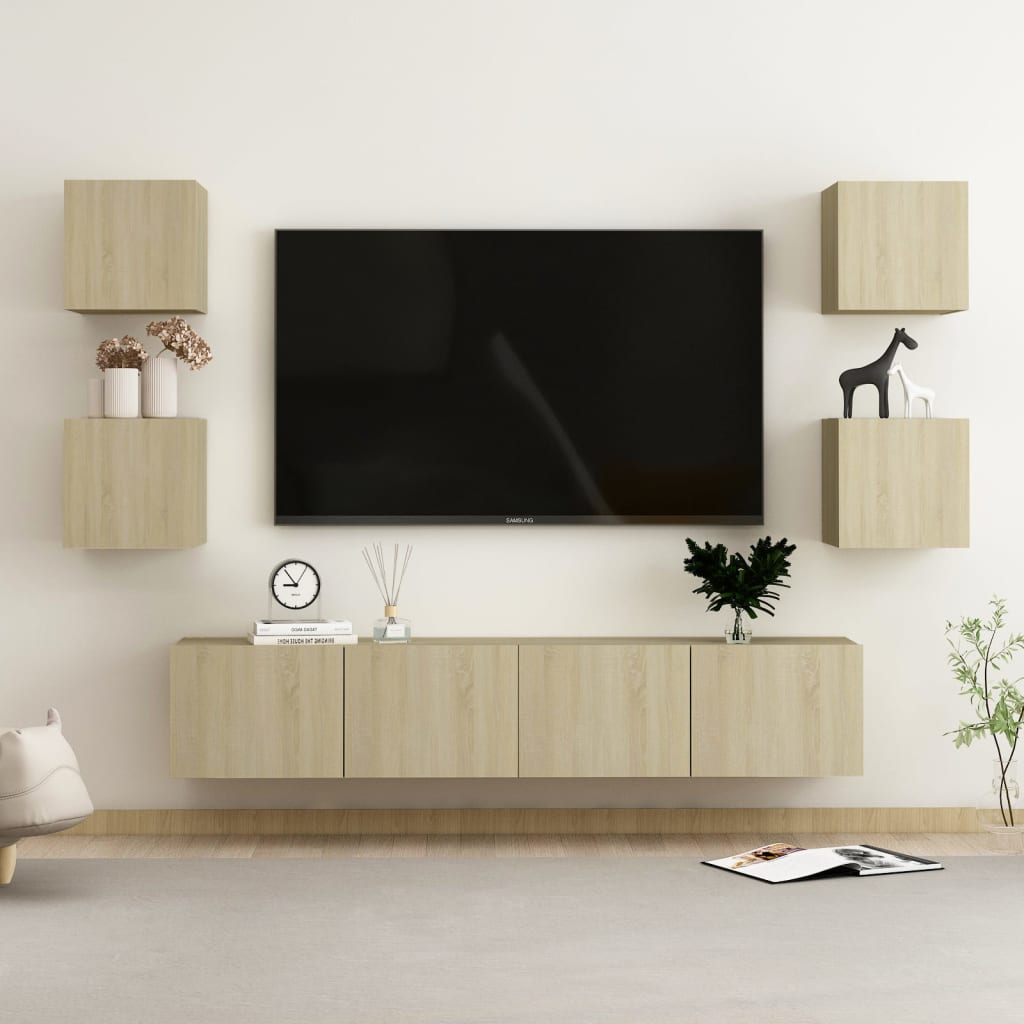 6Dílný Set Tv Skříněk Betonově Šedý Kompozitní Dřevo