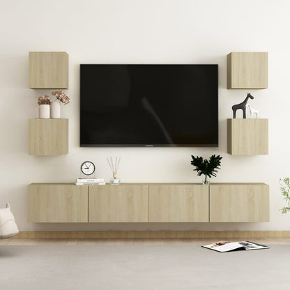 6Dílný Set Tv Skříněk Betonově Šedý Kompozitní Dřevo