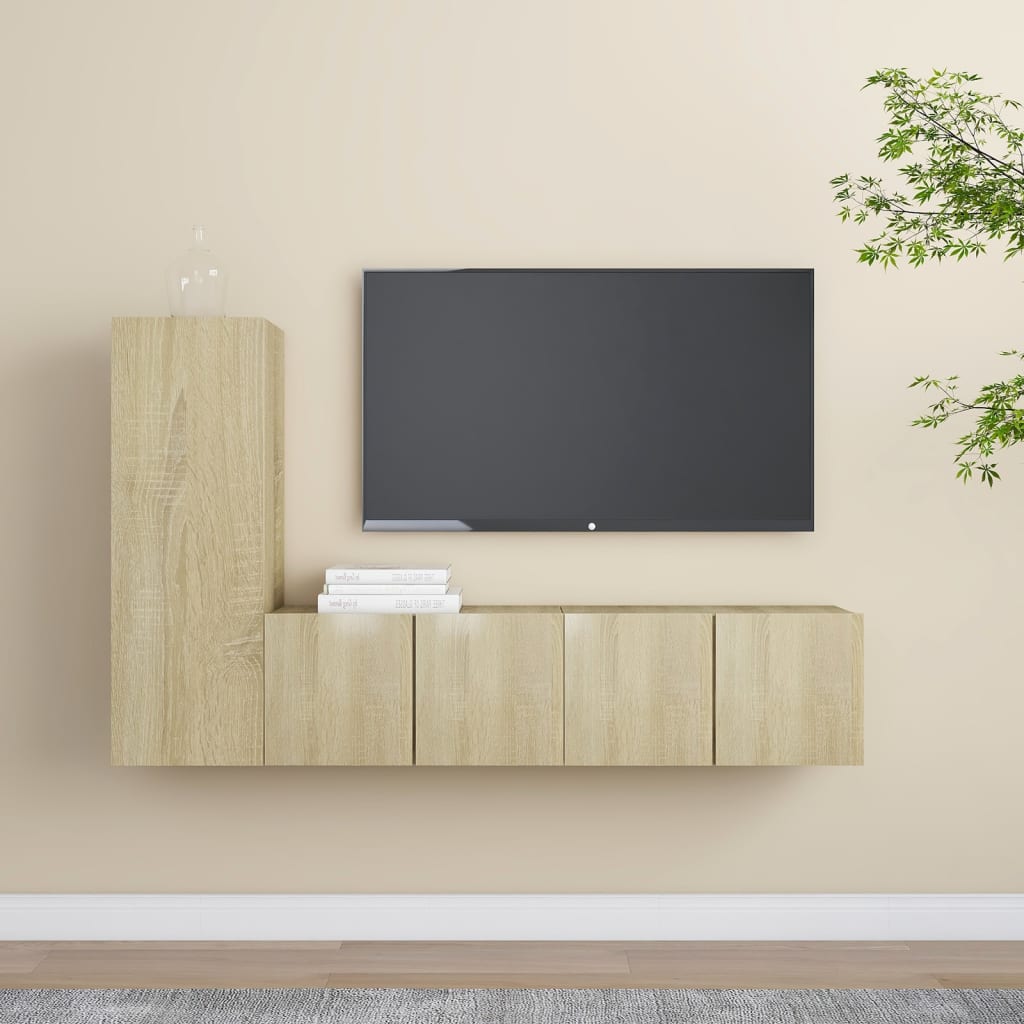 3Dílný Set Tv Skříněk Dub Sonoma Kompozitní Dřevo