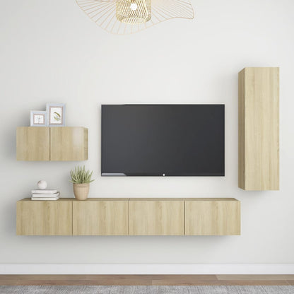 4Dílný Set Tv Skříněk Betonově Šedý Kompozitní Dřevo