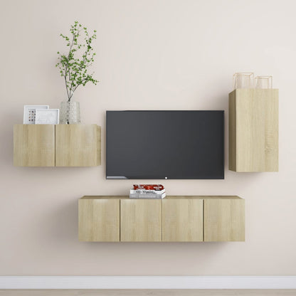 4Dílný Set Tv Skříněk Betonově Šedý Kompozitní Dřevo