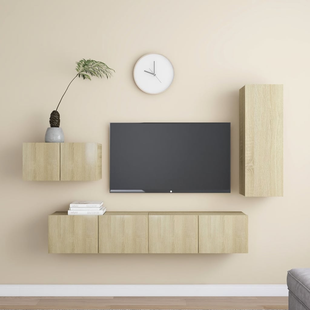 4Dílný Set Tv Skříněk Betonově Šedý Kompozitní Dřevo