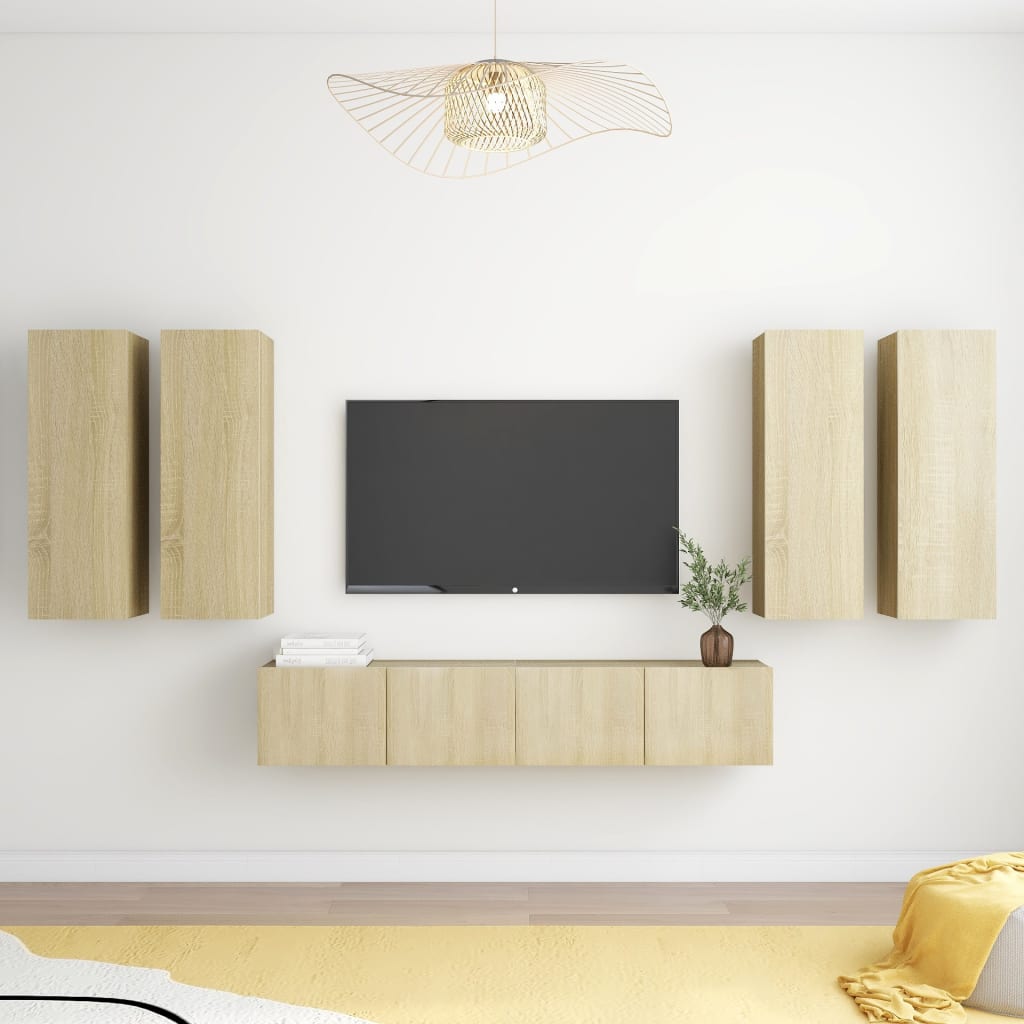 6Dílný Set Tv Skříněk Dub Sonoma Kompozitní Dřevo