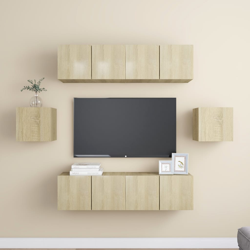 6Dílný Set Tv Skříněk Dub Sonoma Kompozitní Dřevo