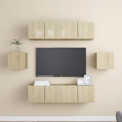 6Dílný Set Tv Skříněk Dub Sonoma Kompozitní Dřevo