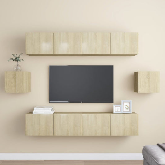 6Dílný Set Tv Skříněk Dub Sonoma Kompozitní Dřevo