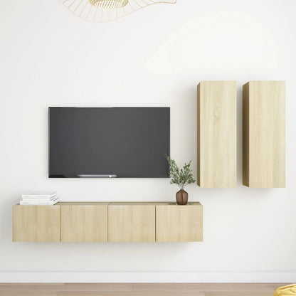 4Dílný Set Tv Skříněk Šedý Dřevotříska