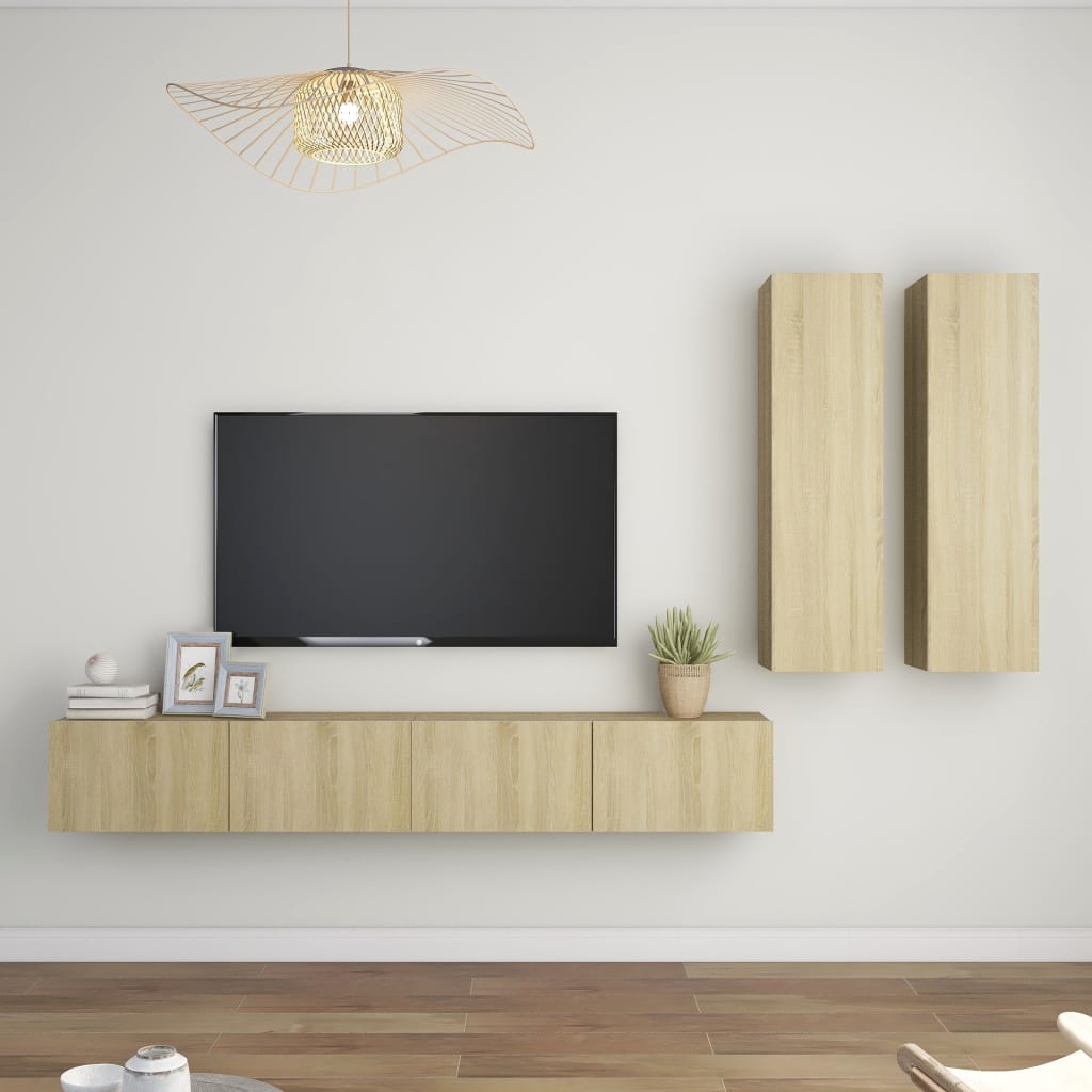 4Dílný Set Tv Skříněk Šedý Dřevotříska