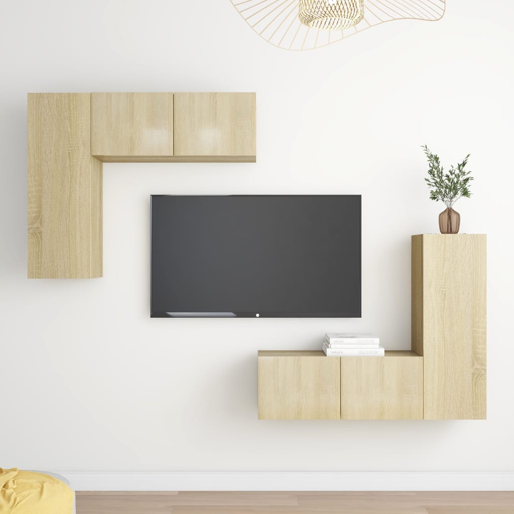 4Dílný Set Tv Skříněk Dub Sonoma Kompozitní Dřevo
