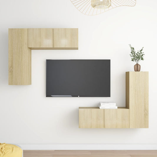 4Dílný Set Tv Skříněk Dub Sonoma Kompozitní Dřevo