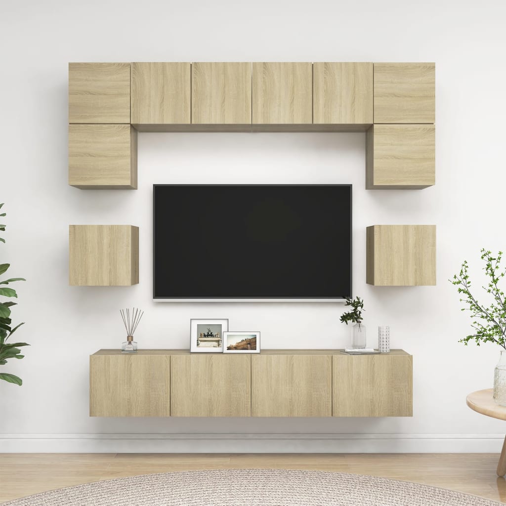 8Dílný Set Tv Skříněk Betonově Šedý Kompozitní Dřevo