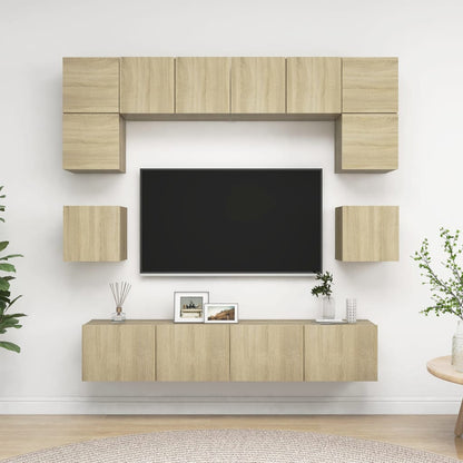 8Dílný Set Tv Skříněk Betonově Šedý Kompozitní Dřevo
