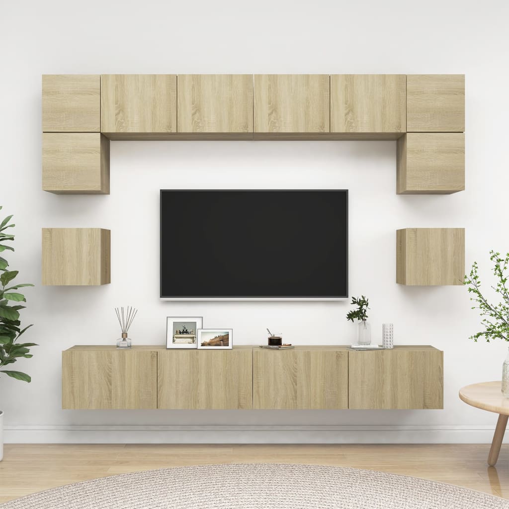 8Dílný Set Tv Skříněk Betonově Šedý Kompozitní Dřevo