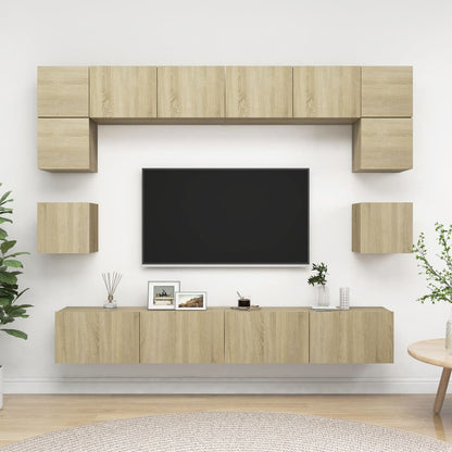 8Dílný Set Tv Skříněk Betonově Šedý Kompozitní Dřevo