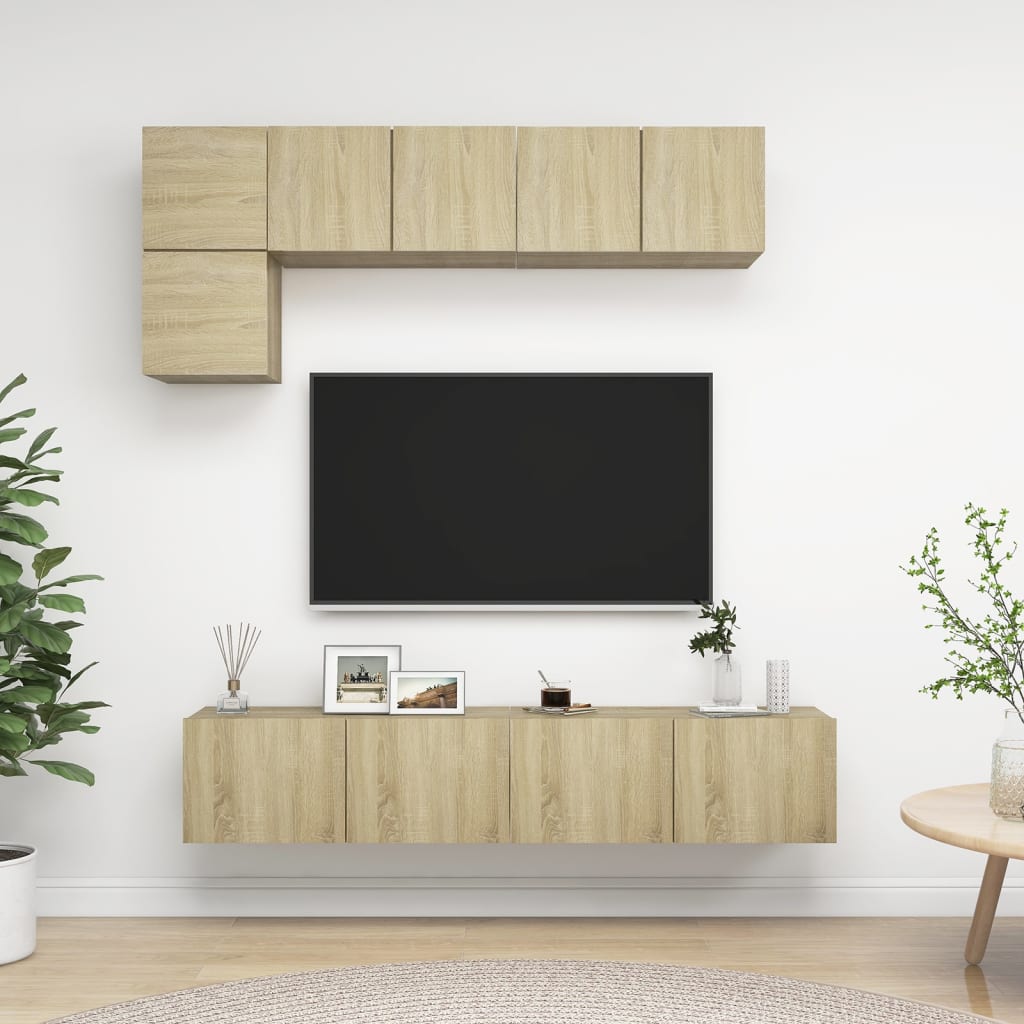 5Dílný Set Tv Skříněk Betonově Šedý Kompozitní Dřevo