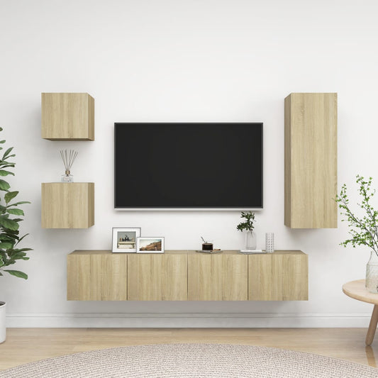 5Dílný Set Tv Skříněk Dub Sonoma Kompozitní Dřevo
