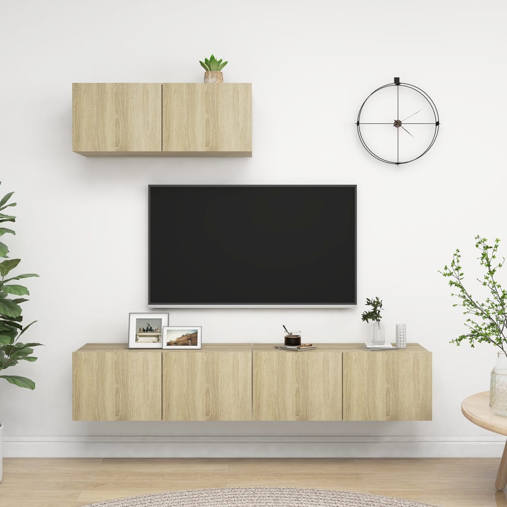 Tv Skříňky 3 Ks Dub Sonoma Kompozitní Dřevo