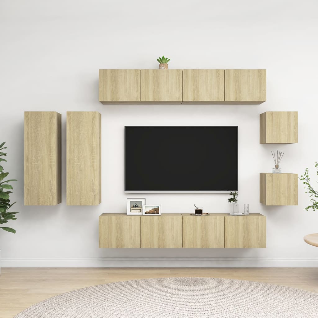 8Dílný Set Tv Skříněk Dub Sonoma Kompozitní Dřevo