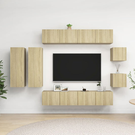 8Dílný Set Tv Skříněk Dub Sonoma Kompozitní Dřevo