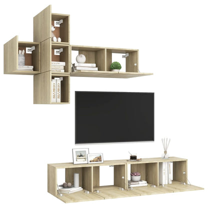 7Dílný Set Tv Skříněk Dub Sonoma Kompozitní Dřevo