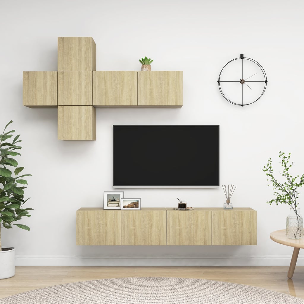7Dílný Set Tv Skříněk Dub Sonoma Kompozitní Dřevo