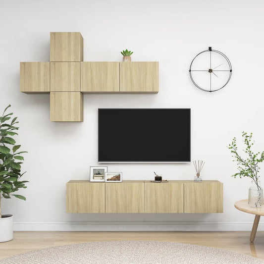 7Dílný Set Tv Skříněk Dub Sonoma Kompozitní Dřevo