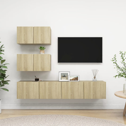 4Dílný Set Tv Skříněk Dub Sonoma Kompozitní Dřevo