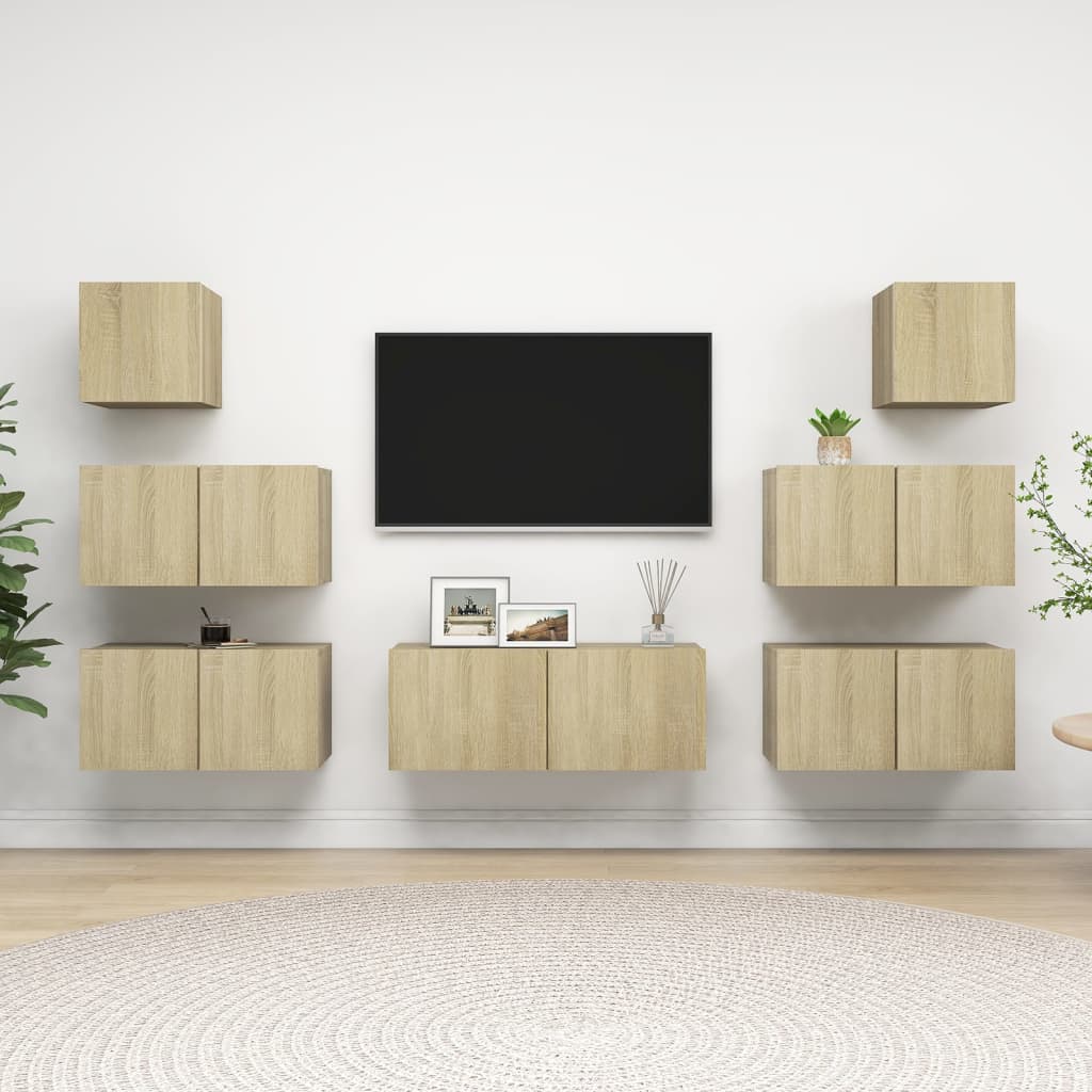 8Dílný Set Tv Skříněk Betonově Šedý Kompozitní Dřevo