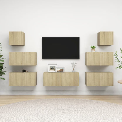 8Dílný Set Tv Skříněk Betonově Šedý Kompozitní Dřevo
