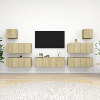 8Dílný Set Tv Skříněk Betonově Šedý Kompozitní Dřevo