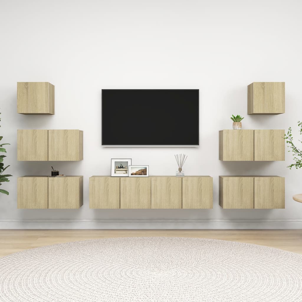8Dílný Set Tv Skříněk Betonově Šedý Kompozitní Dřevo