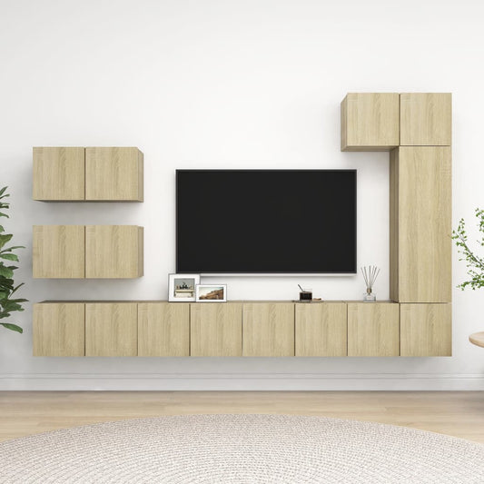 8Dílný Set Tv Skříněk Dub Sonoma Kompozitní Dřevo