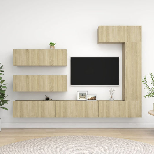 7Dílný Set Tv Skříněk Dub Sonoma Kompozitní Dřevo