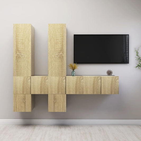 7Dílný Set Tv Skříněk Dub Sonoma Kompozitní Dřevo