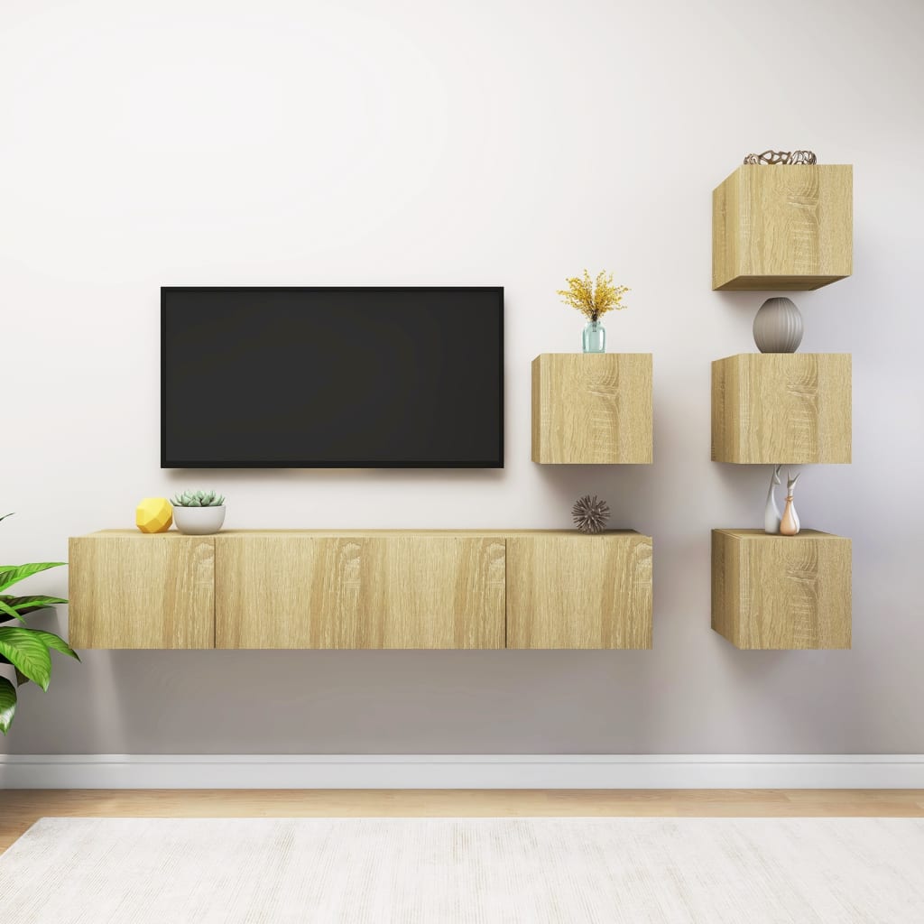 6Dílný Set Tv Skříněk Dub Sonoma Kompozitní Dřevo