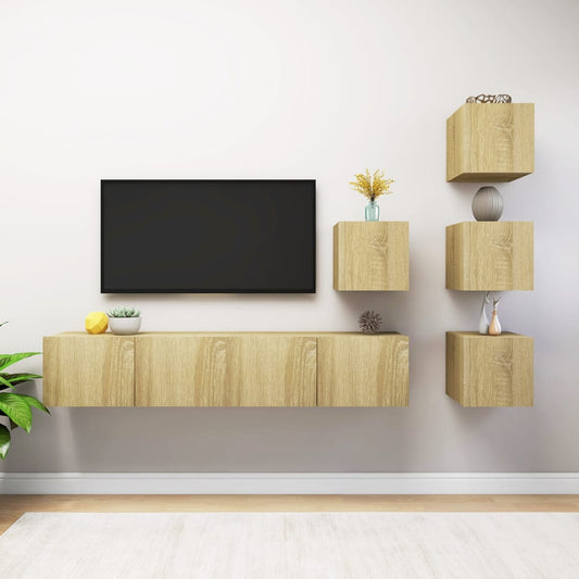 6Dílný Set Tv Skříněk Dub Sonoma Kompozitní Dřevo