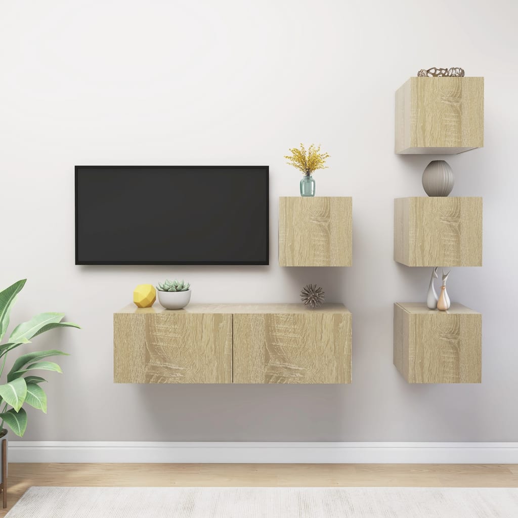 5Dílný Set Tv Skříněk Dub Sonoma Kompozitní Dřevo
