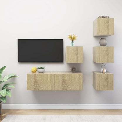 5Dílný Set Tv Skříněk Dub Sonoma Kompozitní Dřevo
