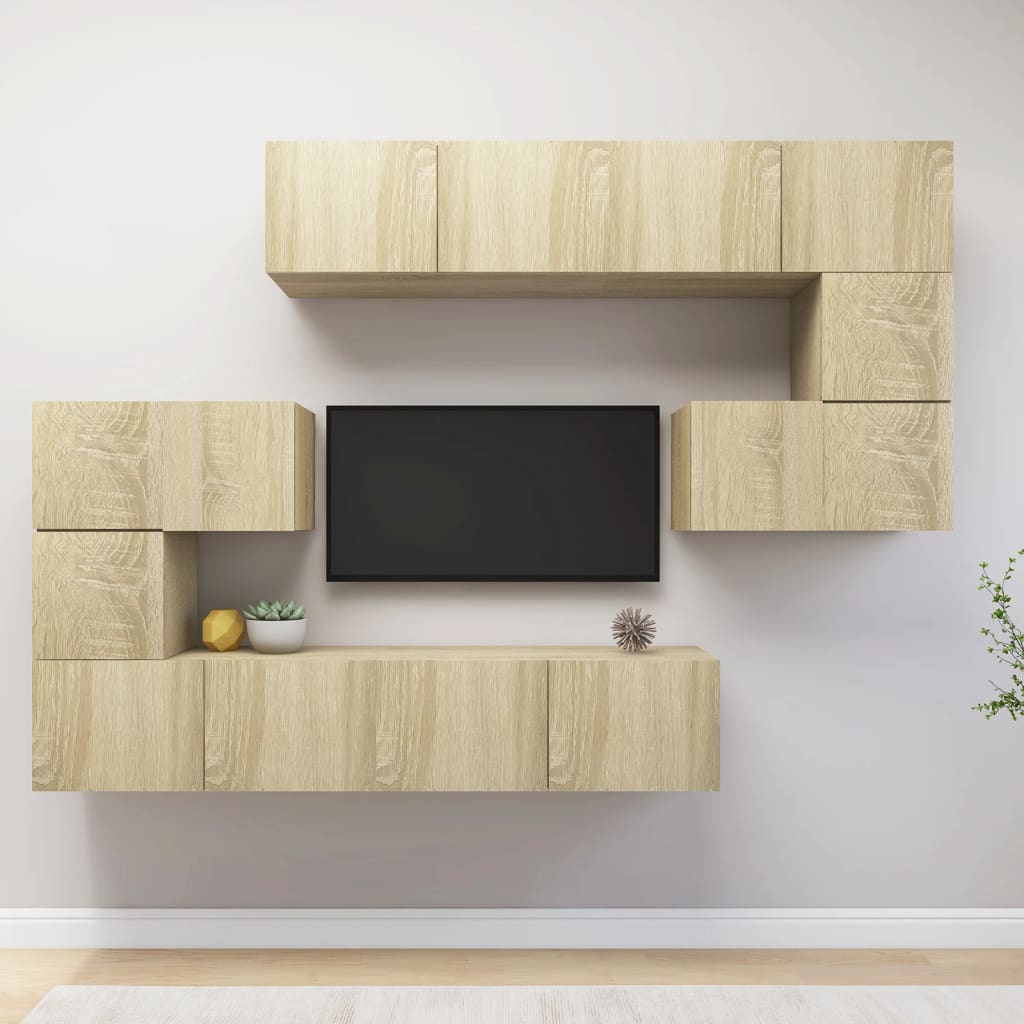 8Dílný Set Tv Skříněk Betonově Šedý Kompozitní Dřevo