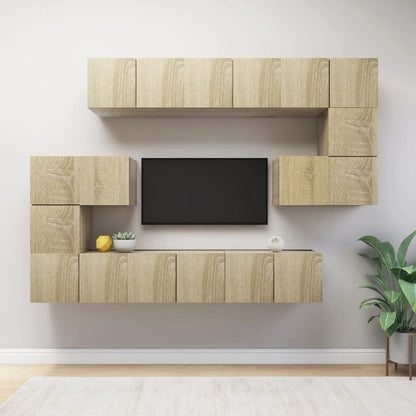 8Dílný Set Tv Skříněk Betonově Šedý Kompozitní Dřevo
