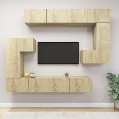 8Dílný Set Tv Skříněk Betonově Šedý Kompozitní Dřevo