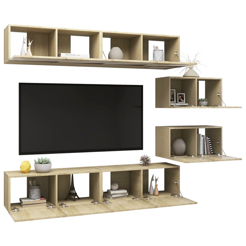 6Dílný Set Tv Skříněk Dub Sonoma Kompozitní Dřevo