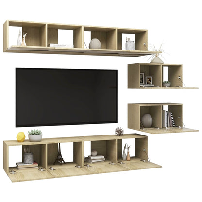 6Dílný Set Tv Skříněk Dub Sonoma Kompozitní Dřevo